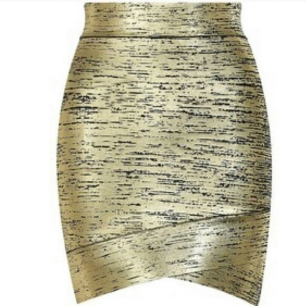 BCBG gold bandage skirt
